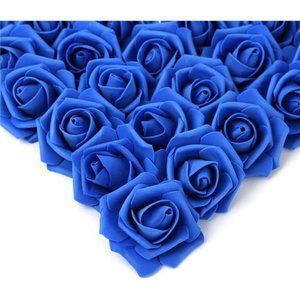 Artificial Flowers Roses Heads, 100 Pcs Faux Flowers Real Looking Blue Foam Rose